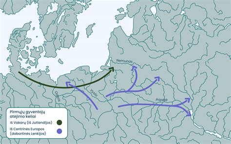 Žemėlapis, rodantis migracijos srautus iš Lietuvos į JAV
