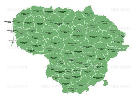 Lietuvos žemėlapis su pažymėtomis didžiosiomis savivaldybėmis