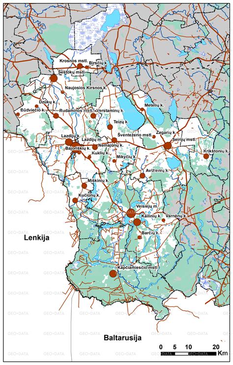 Žemėlapis su Lazdijų rajono savivaldybės vieta