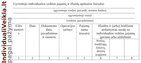 Individualios veiklos pajamų ir išlaidų apskaitos žurnalas