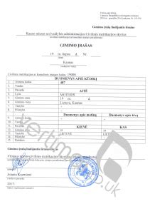 vaiko gimimo liudijimas
