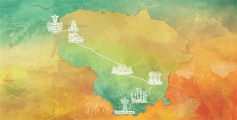 Žemėlapis, rodantis M. K. Čiurlionio gyvenimo ir kūrybos vietas