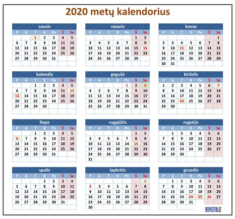 Kalendorius su nurodytomis lankymo valandomis
