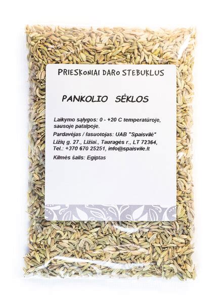 pankolio augalas ir jo sėklos