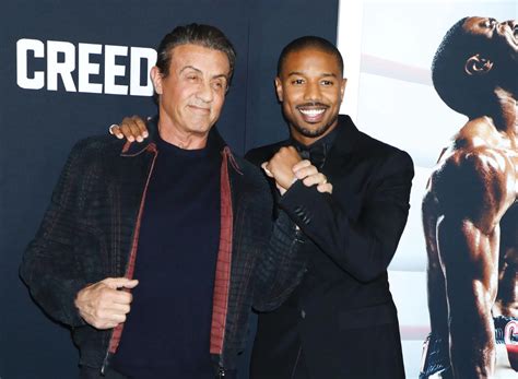 Michael B. Jordan ir Sylvester Stallone scenoje