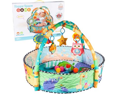 Lavinamasis kilimėlis kūdikiui su įvairiais žaisliukais ir spalvų raštais