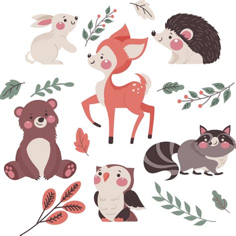 Miško gyvūnų iliustracijos
