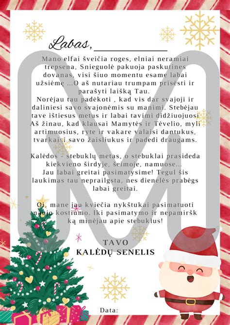 Kalėdų Senelio laiškas vaikui