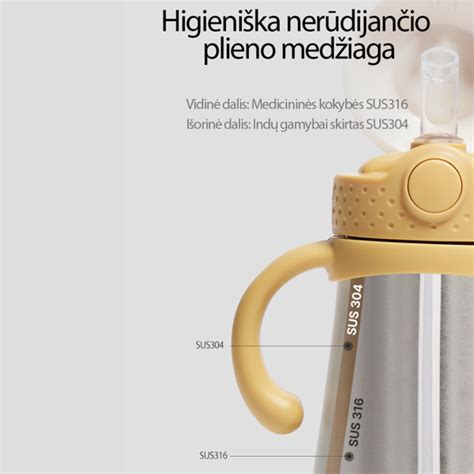 vaikiška gertuvė su pasislepiančiu šiaudeliu