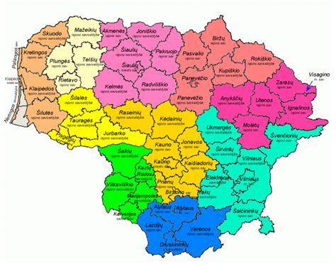 Administracinis žemėlapis su Lazdijų apskritimi