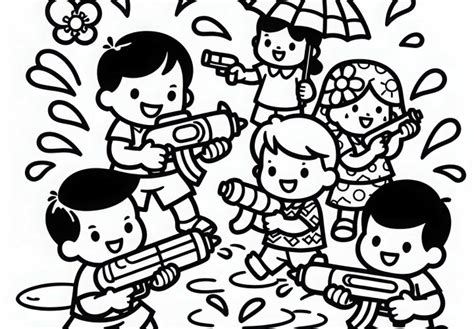 vaikai su vandens šautuvais