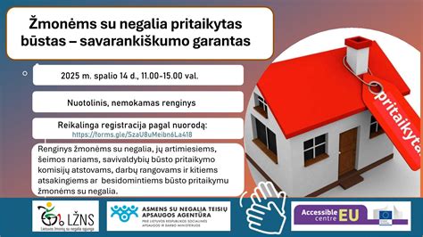 Schema su pagrindiniais būsto pritaikymo reikalavimais