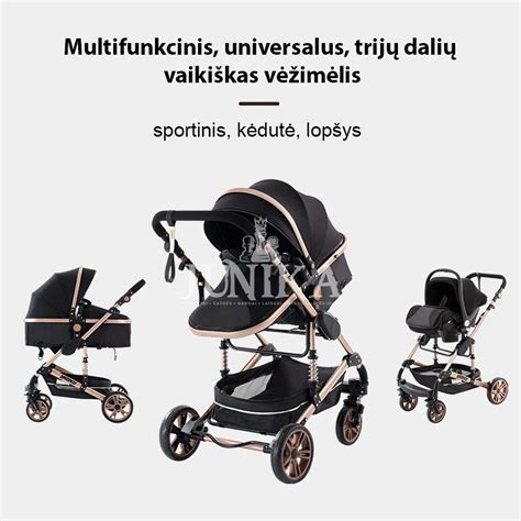 universalus vežimėlis 3-in-1 su lopšiu, sėdimąja dalimi ir automobilio kėdute