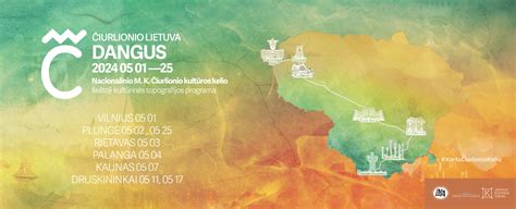 Žemėlapis su M. K. Čiurlionio kelio punktais