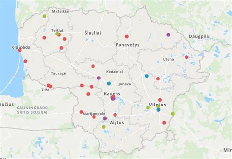 Žemėlapis su V. Kaikario verslo objektais Lietuvoje