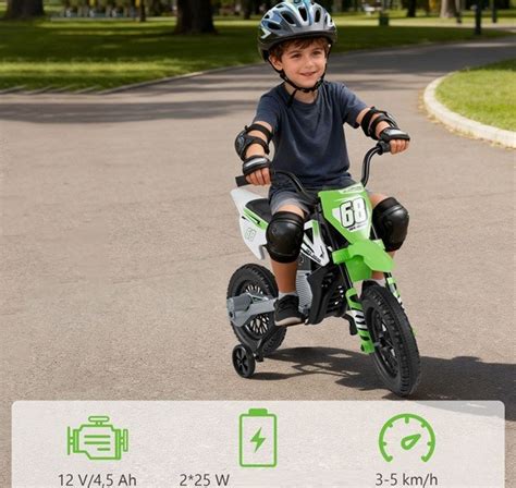 Vaikiškas elektrinis motoroleris su pagalbiniais ratukais