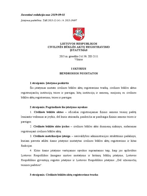 Civilinės būklės aktų registravimo schema