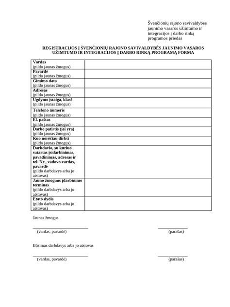 registracijos forma
