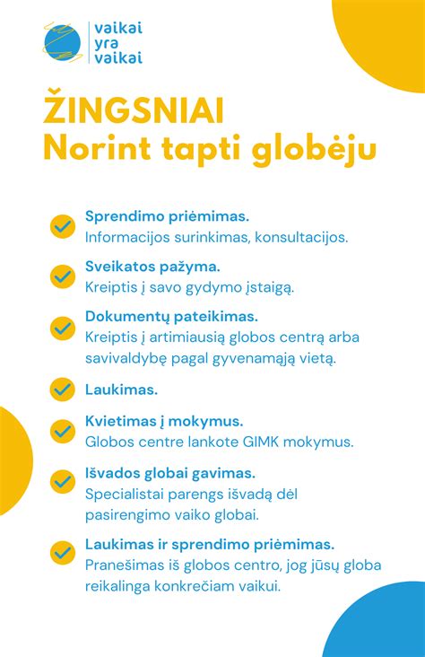 Infografika: Žingsniai norint tapti vaiko globėju