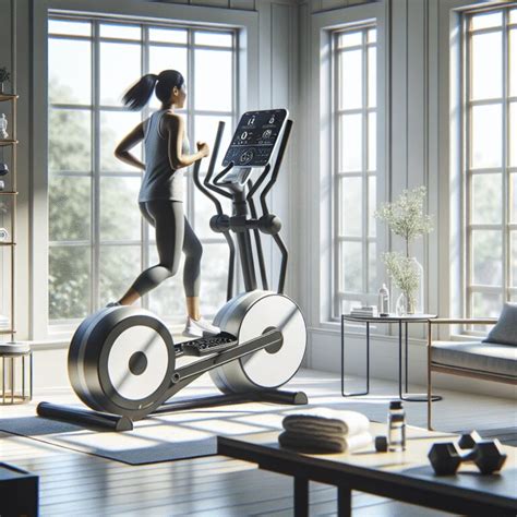 Nėščioji, atliekanti pratimus ant elipsinio treniruoklio