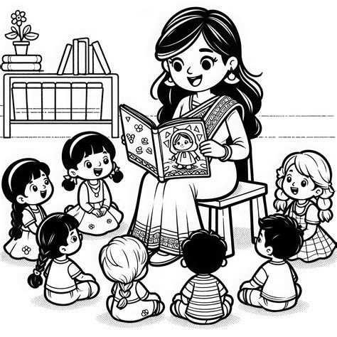 Auklėtoja skaito pasaką vaikams