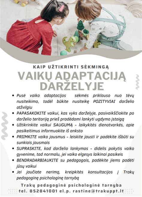 vaikų adaptacijos stadijos darželyje