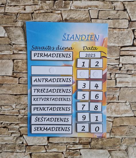 Simbolinis savaitės dienų ir gimimo datos vaizdavimas