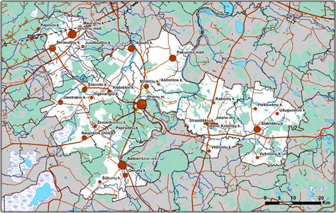 žemėlapis su Prienų rajono savivaldybės ribomis