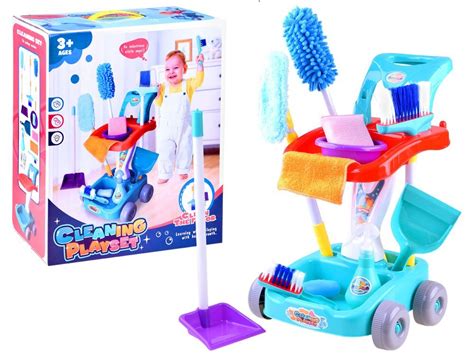 Vaikiškas valymo rinkinys su vežimėliu ir priedais