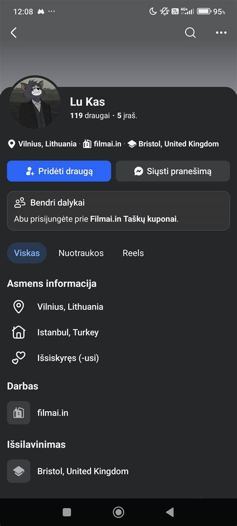 Asmens Facebook profilio informacija