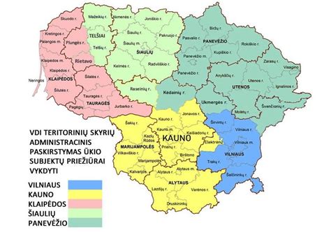 Lietuvos Respublikos civilinės metrikacijos skyrių žemėlapis