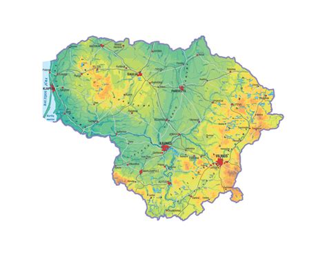 Žemaitijos žemėlapis su svarbiausiais Motiejaus Valančiaus veiklos centrais
