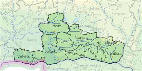 Žemėlapis Jurbarko rajono savivaldybės