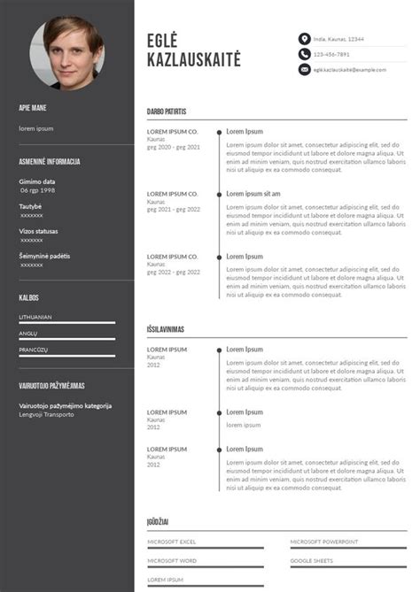 Asmeninio kompiuterio ekranas su CV šablonu