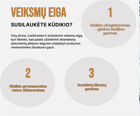 Infografika: žingsniai, kuriuos reikia atlikti gimus vaikui