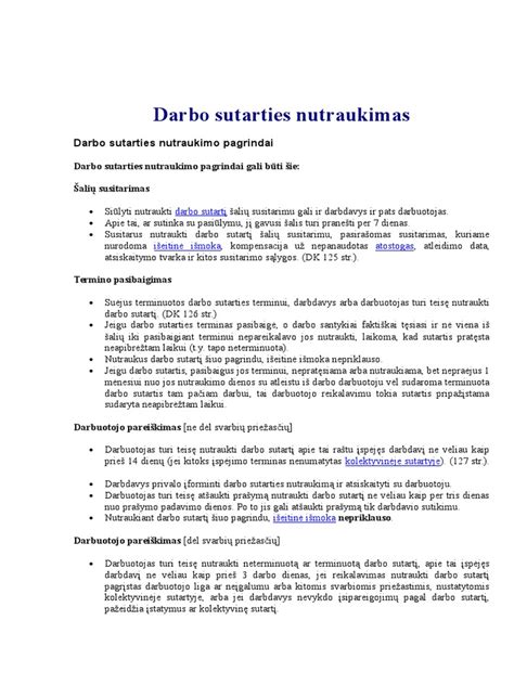 Darbo sutarties nutraukimas ir alternatyvios pareigos