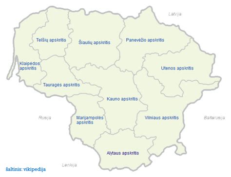 Žemėlapis su Marijampolės ir aplinkinių savivaldybių vietomis