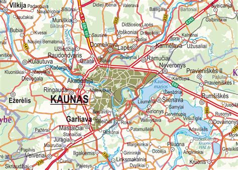 Kauno rajono žemėlapis su pažymėta Eigirgalos vietove