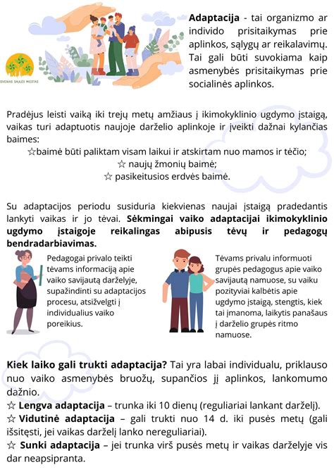schematinis vaizdas apie adaptacijos etapus darželyje