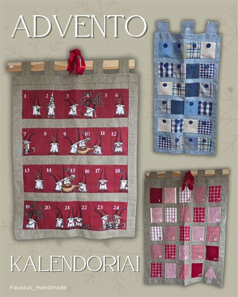 Rankų darbo advento kalendorius su kišenėlėmis
