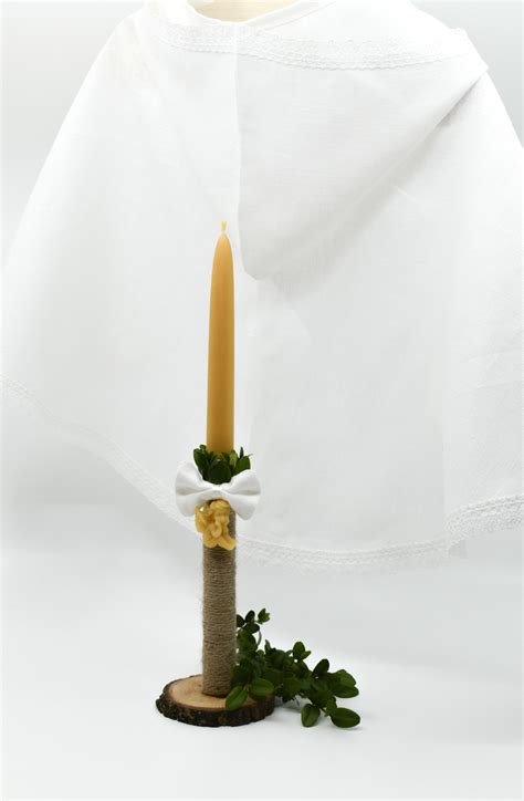 Krikšto žvakė su personalizuotu maišeliu