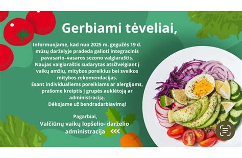 Valgiaraštis vaikų darželiui