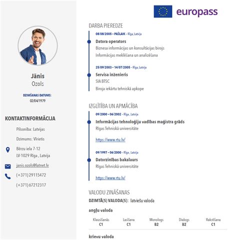 Europass CV formatas