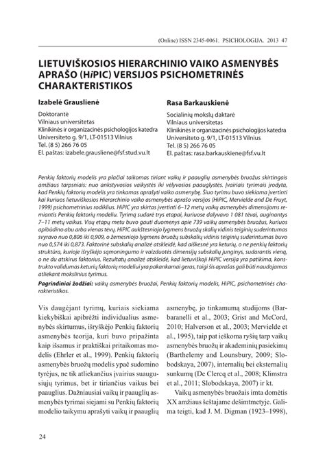 Vaiko charakteristikos struktūra