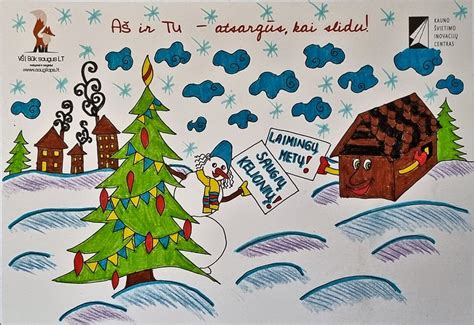 Vaikų piešiniai ir gaminiai, skirti saugaus eismo temai