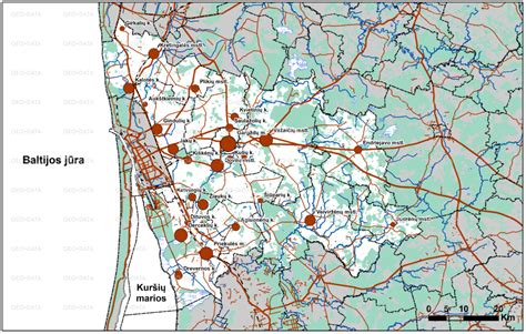 Žemėlapis su Klaipėdos rajono savivaldybės mokyklomis