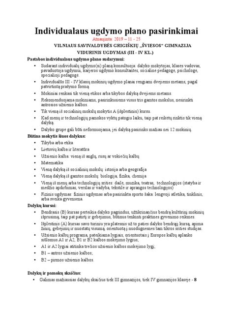 Vaiko individualus ugdymo planas