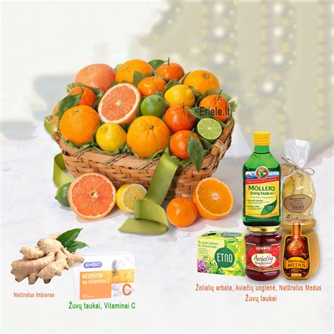 Arbatmedžio ir citrusinių vaisių vaizdas su vitaminų papildais