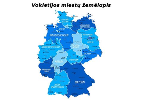 Vokietijos ir Austrijos žemėlapis su pažymėtais miestais