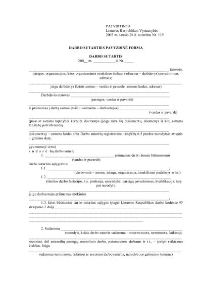 Darbo sutarties pakeitimo forma